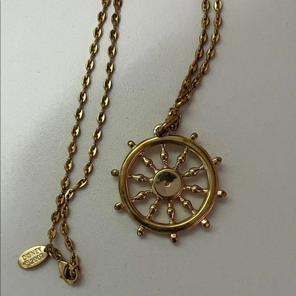 Disney Gold Color Pirates of the Caribbean Ship Wheel Necklace - Picture 4 of 4